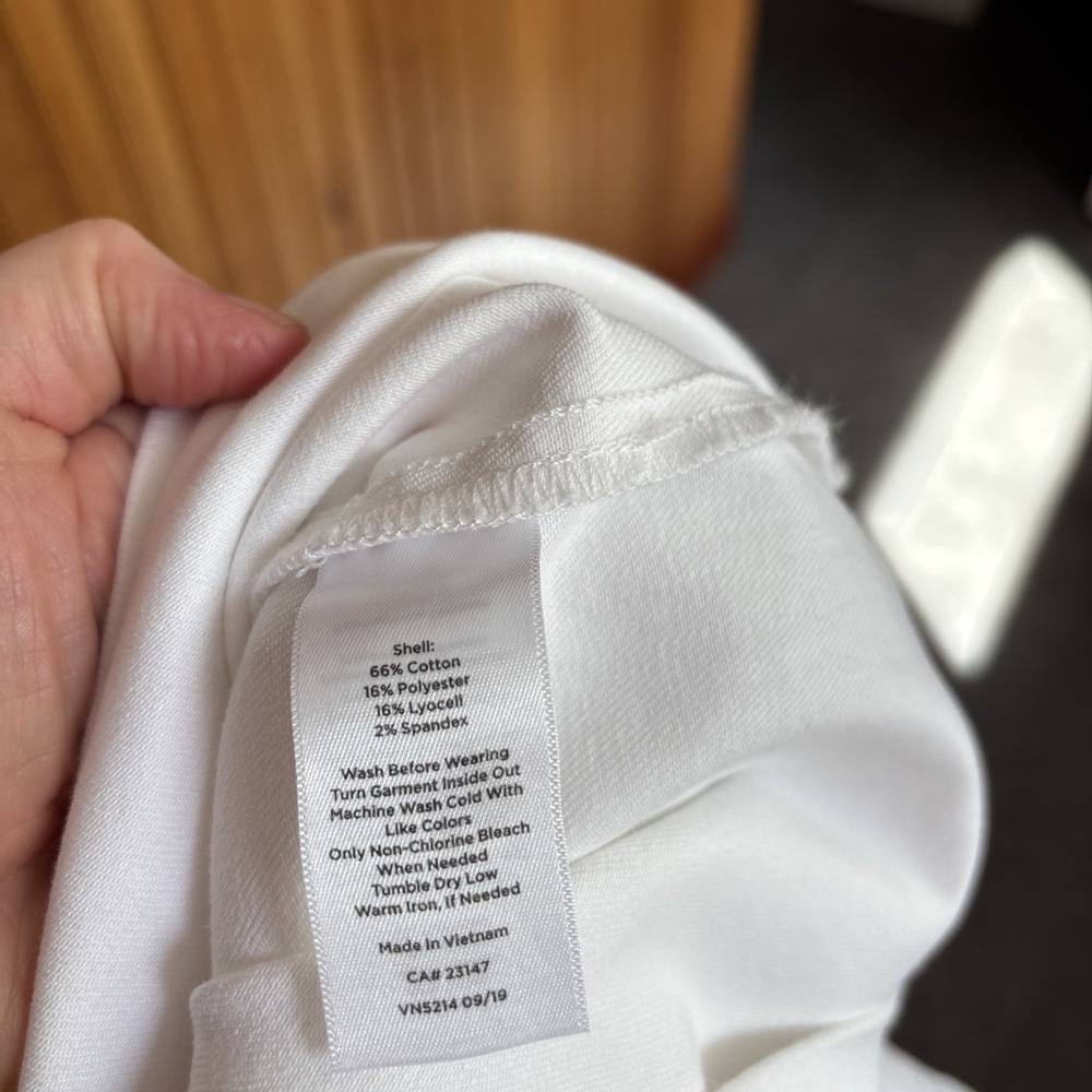 Talbots Size 10 White Denim Skirt 5 Pocket 3/4 Length Cotton Blend Front Slit - Picture 10 of 16